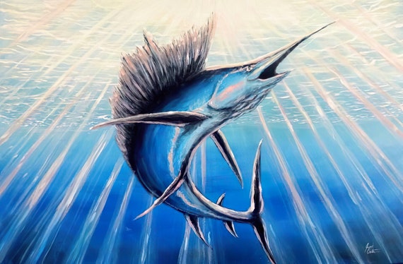 Swordfish, Sailfish, Marlin, Fishing, Sport Fishing, Beach, Florida,  Sailfish Art, Sailfish Painting, Fish Painting, Florida 