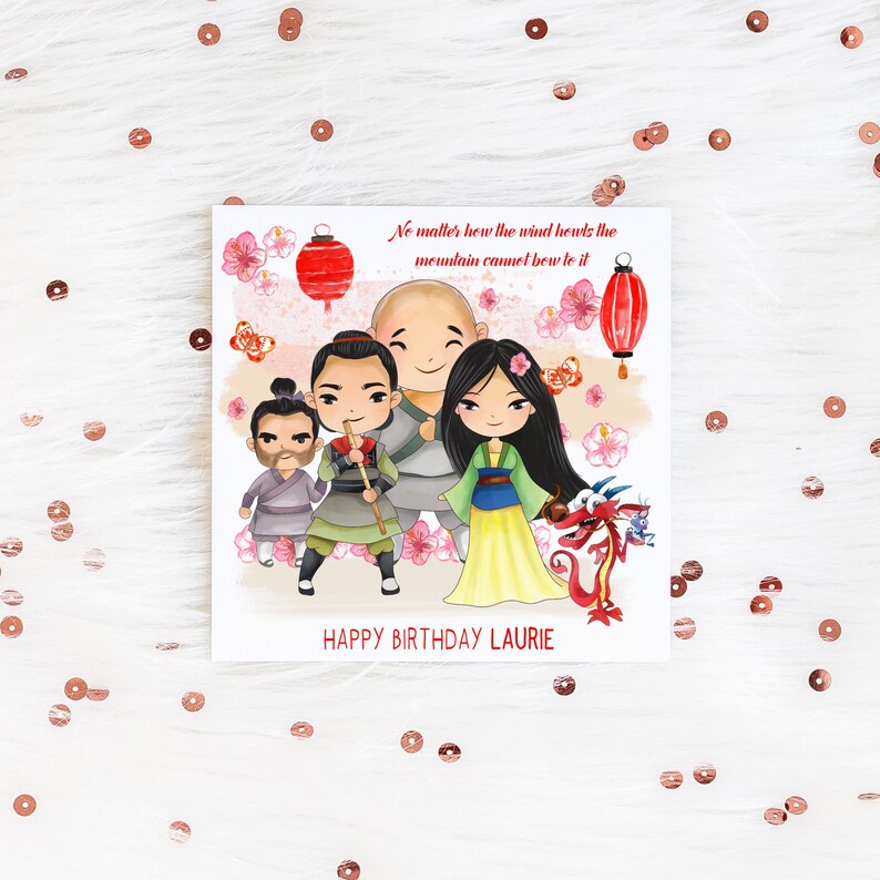ANY AGE Personalised Birthday Card Mulan Birthday Card - Etsy