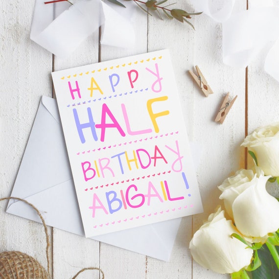 Half Birthday Card Personalised Baby Girl Daughter Birthday Etsy Uk