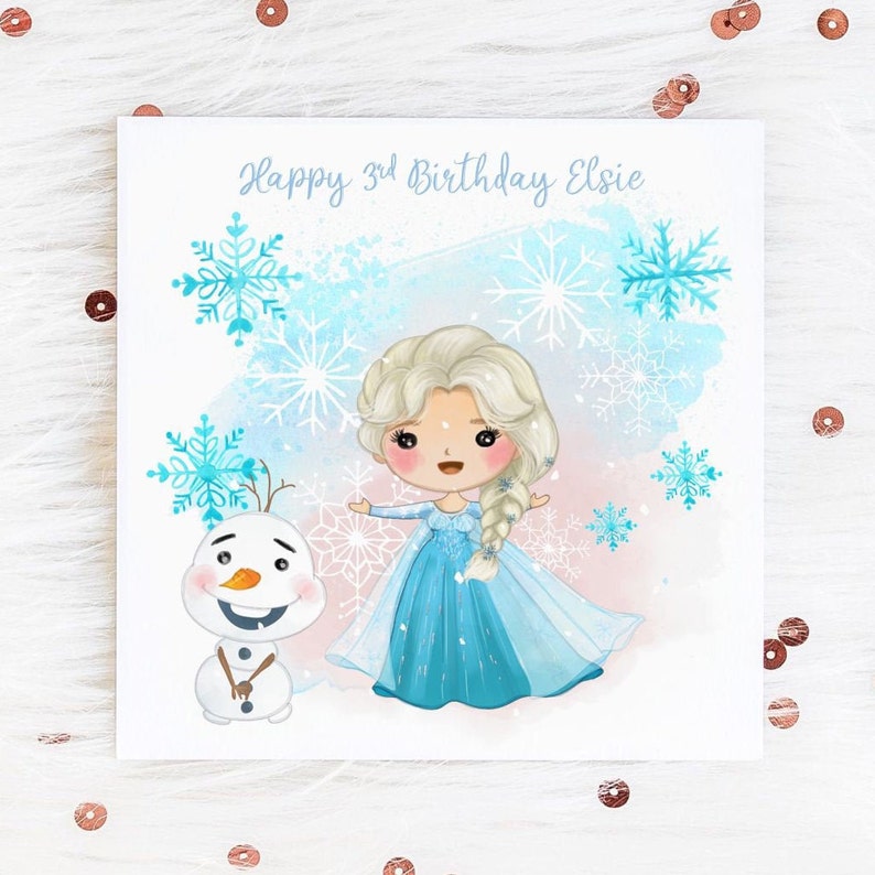 ANY AGE Personalised Birthday Card Elsa Card Olaf Frozen | Etsy UK