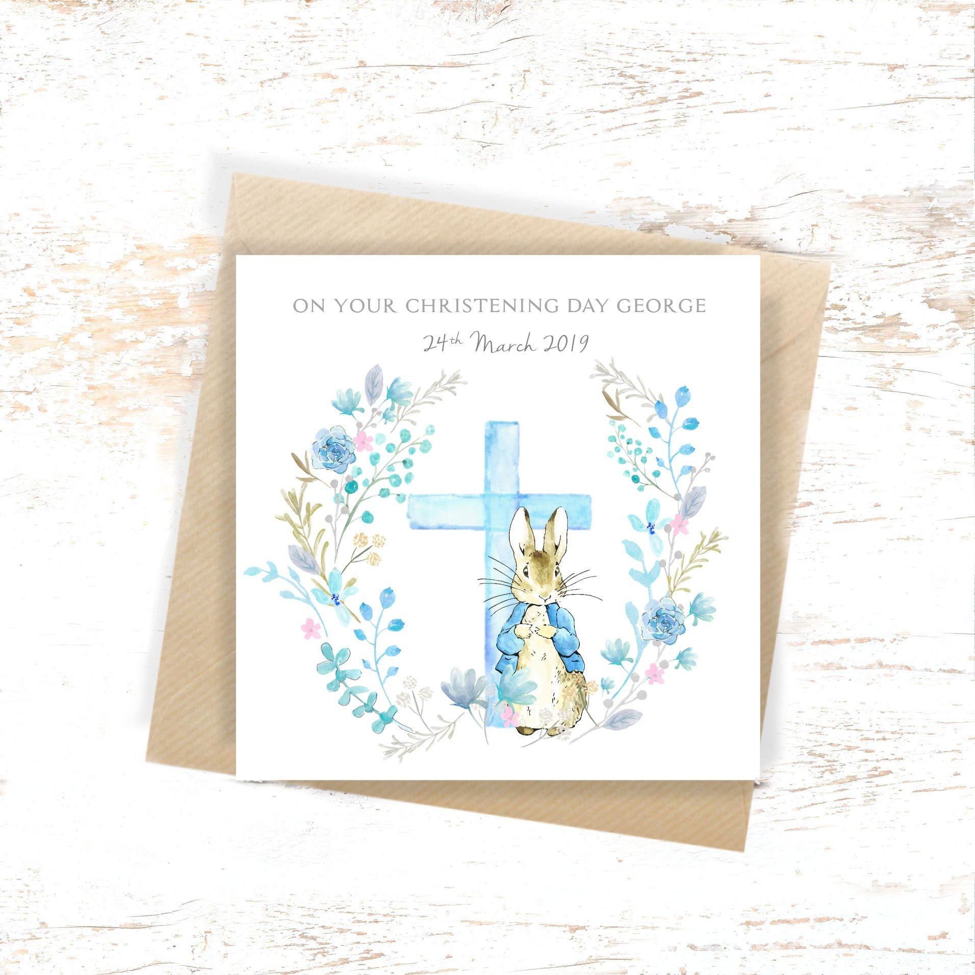 PERSONALISED Christening Card Peter Rabbit Card Baptism Card Etsy UK