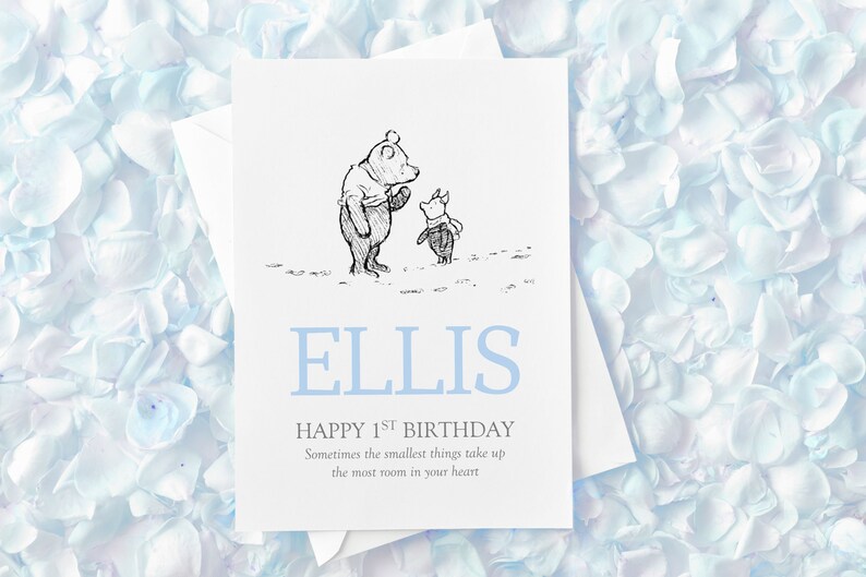 Personalised 1st Birthday Card winnie the pooh card first birthday baby 2nd 3rd