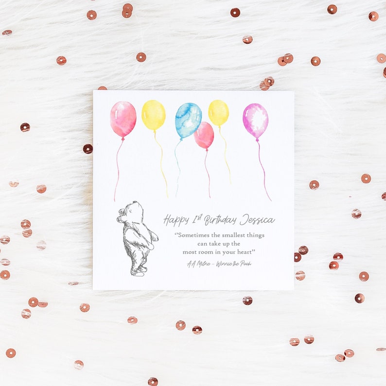 Personalised 1st Birthday Card winnie the pooh card first birthday baby 2nd 3rd