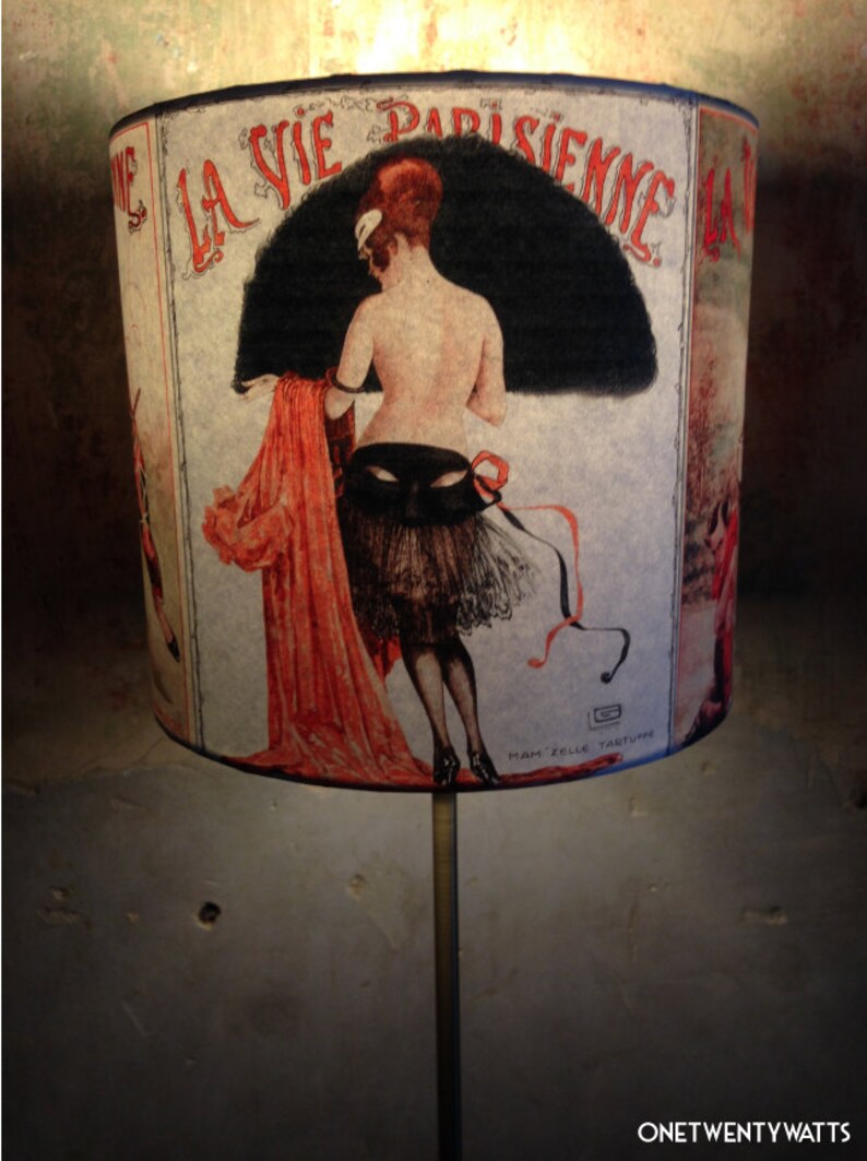 Vintage Parisian Style Boudoir inspired Lampshade 'PARISIENNE PROVOCATEUR' image 1