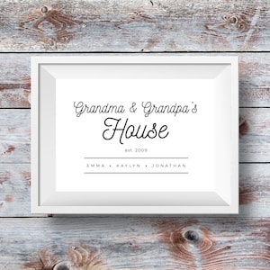 Grandparents Custom print, established sign, personalized family name, grandchildren print, farmhouse sign, printable art, digital download