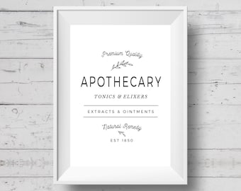 Apothecary Bathroom Print: Vintage Farmhouse Decor (PDF File)