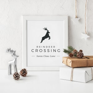 Reindeer Crossing Christmas Print: Farmhouse Holiday Decor (Digital Download)