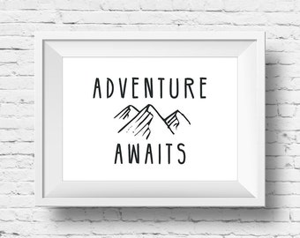 Adventure Awaits Nursery Print: Mountain Decor (Digital Download)