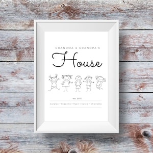 Grandparents custom print, grandchildren names, established sign, grandma, grandpa, personalized family name, printable art,digital download