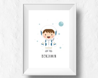 Custom Astronaut Name Print: Space Nursery Art (Digital Download)