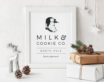 Santa Claus Milk & Cookie Co. Print: Farmhouse Christmas Decor (Digital Download)