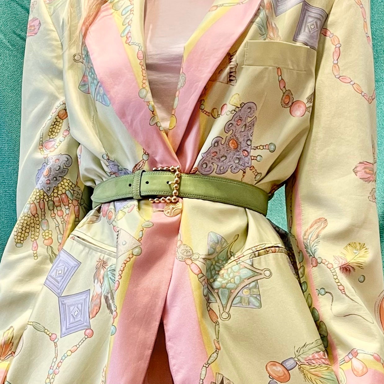 LOUIS FERAUD Vintage Crop Colourful Flower Print Cotton Jacket 