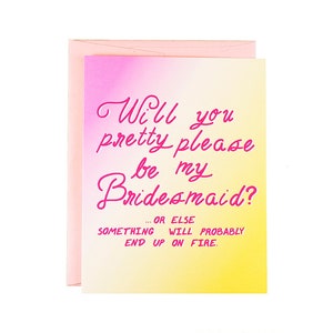 Grappige bruidsmeisje verzoekkaart, grappige bruidsmeisje kaart, maid of honor kaart, handgemaakte envelop kaart, grappige trouwkaart, kaart voor bruidsmeisjes