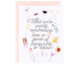50th Birthday card- Drinking Card- Over the hill card- greeting card- fiftieth birthday, 50th birthday card, card for 50th birthday, card