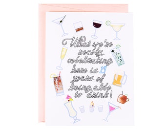 40th Birthday card- Drinking Card- Over the hill card- greeting card- fortieth birthday, 40th birthday card, card for 40th birthday, card