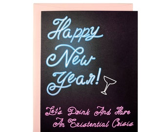 Lustige neue Jahre Karte, lustige Weihnachtskarte, verspätete Weihnachtskarte, existierende Angst, lustige 2022 Karte