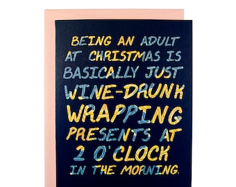 Lustige Weihnachtskarte, Geschenke Einpacken, Lustige Weihnachtskarte, Schlaue Weihnachtskarte, Weihnachten 2022, Lustige Weihnachtskarte, Wein Weihnachtskarte