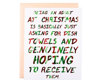 Lustige Weihnachtskarte Geschirrtücher, Lustige Weihnachtskarte, Schlaue Weihnachtskarte, Weihnachten 2022, Lustige Weihnachtskarte, Erwachsene Weihnachtskarte
