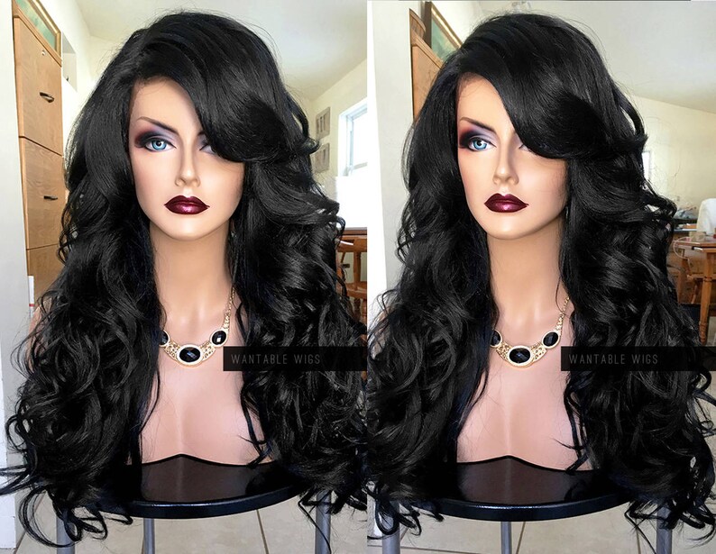 long black wig curly