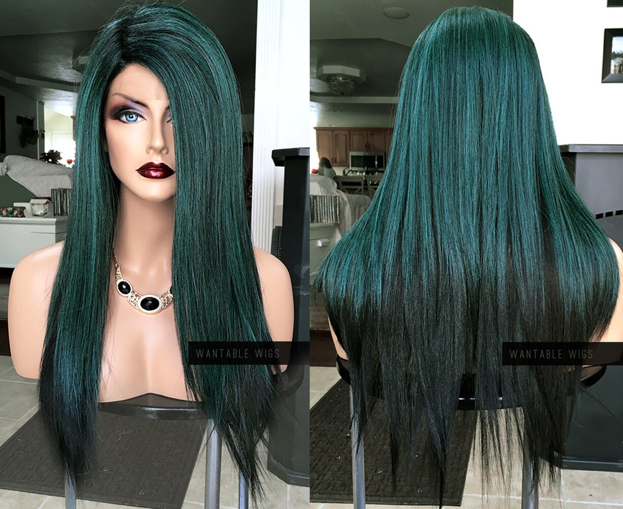 Dark Green Hair With Black Roots