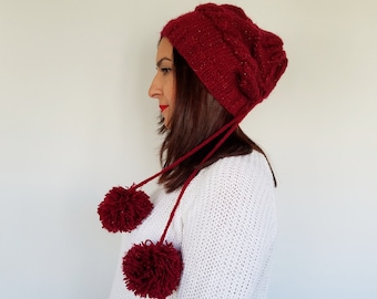 Cable Knit Pom Pom Wool Hat