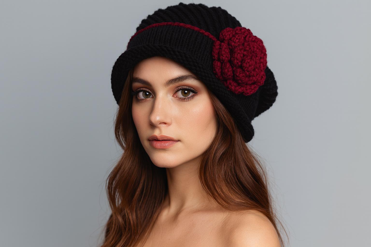 Ladies beautiful Red crocheted cloche hat with black trim, one of a kind sur la tete | Chloe Wool Felt Cloche Hat – Village Hat Shop main image 2