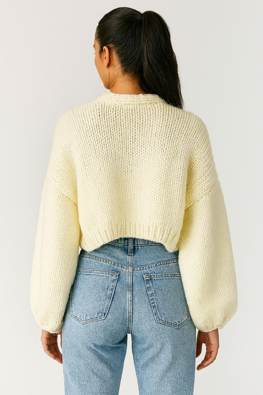 Cherry Knit Crop Cardigan: Balloon Sleeves, Unique Knitwear - Etsy