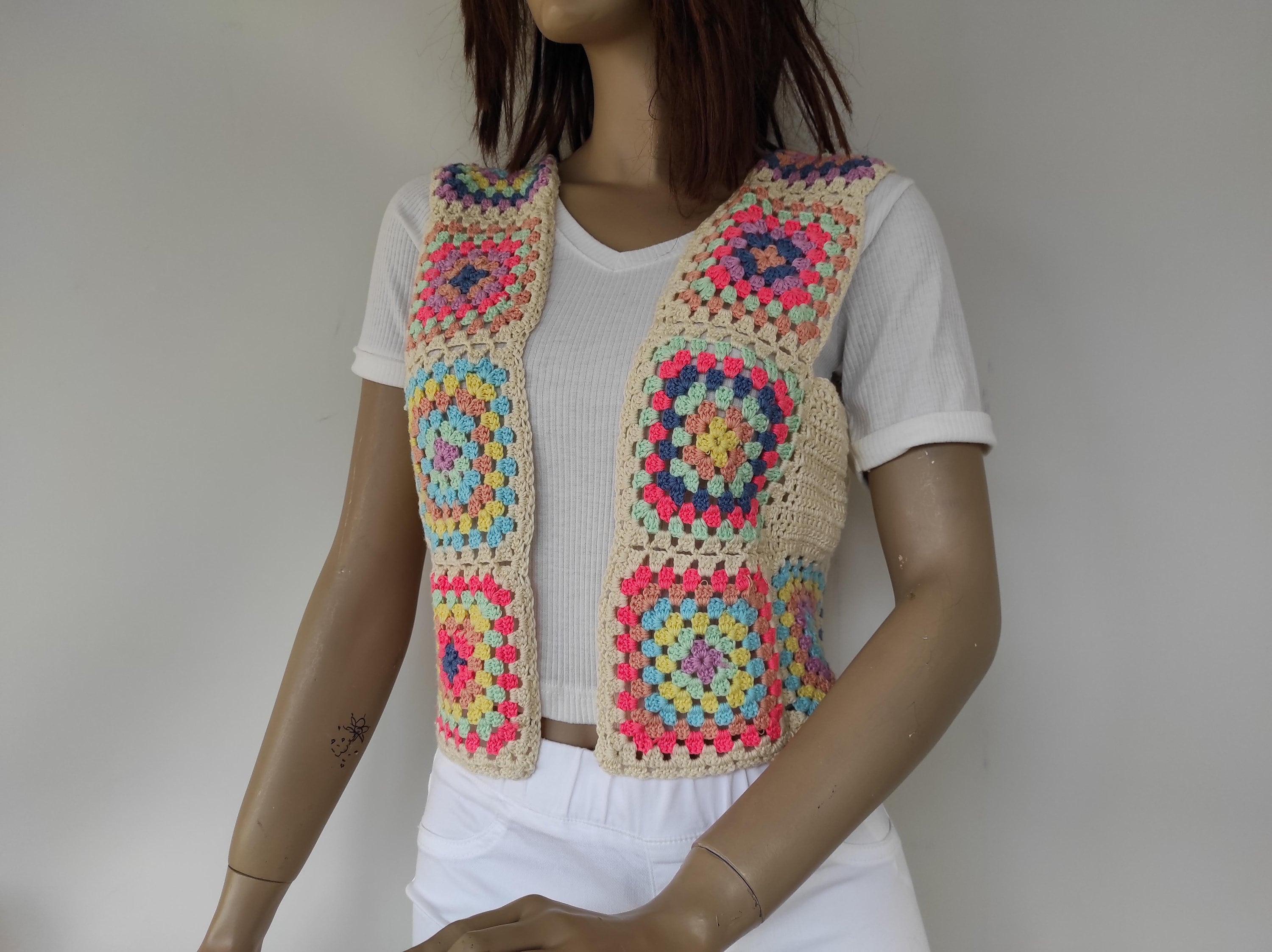 Granny Square Crochet Vest Women Knitwear Handmade to Order | Etsy