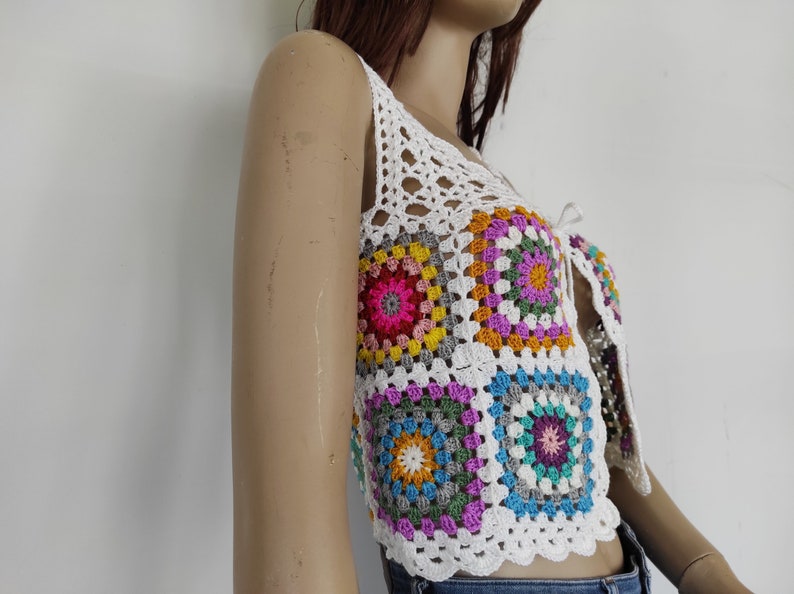 Boho Crochet Vest in Colorful Granny Squares Women Knitwear - Etsy