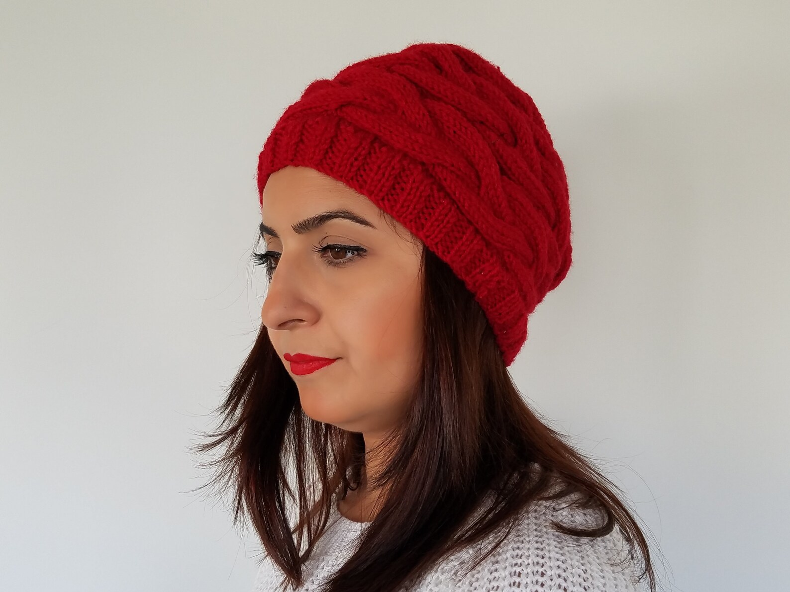 red knit winter hat