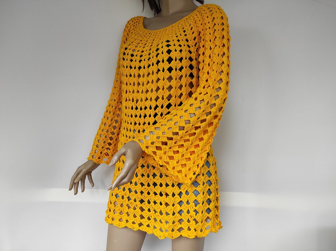 Boho Yellow Oversized Patchwork Cotton Dresses Summer main image 1