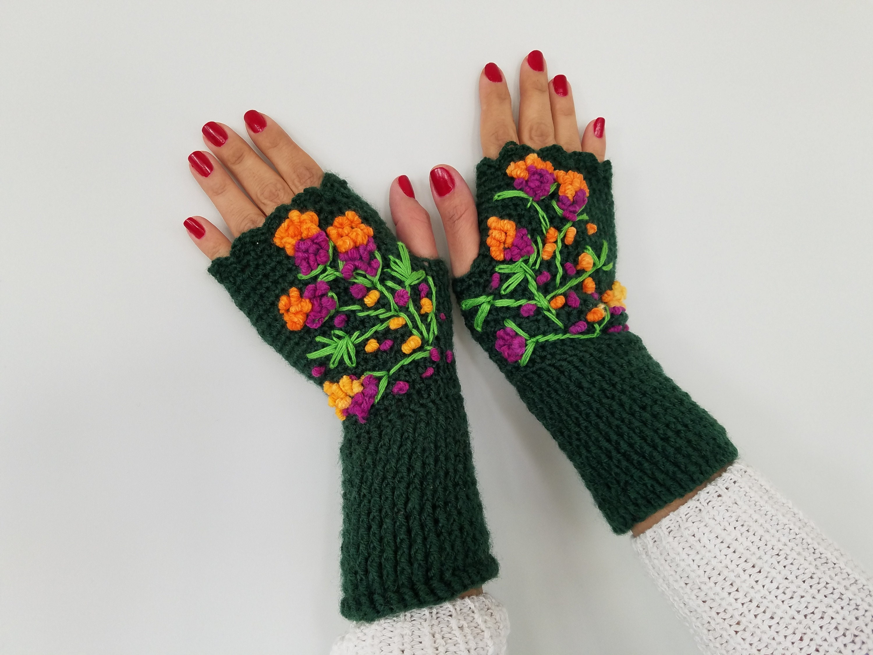 embroidered mittens