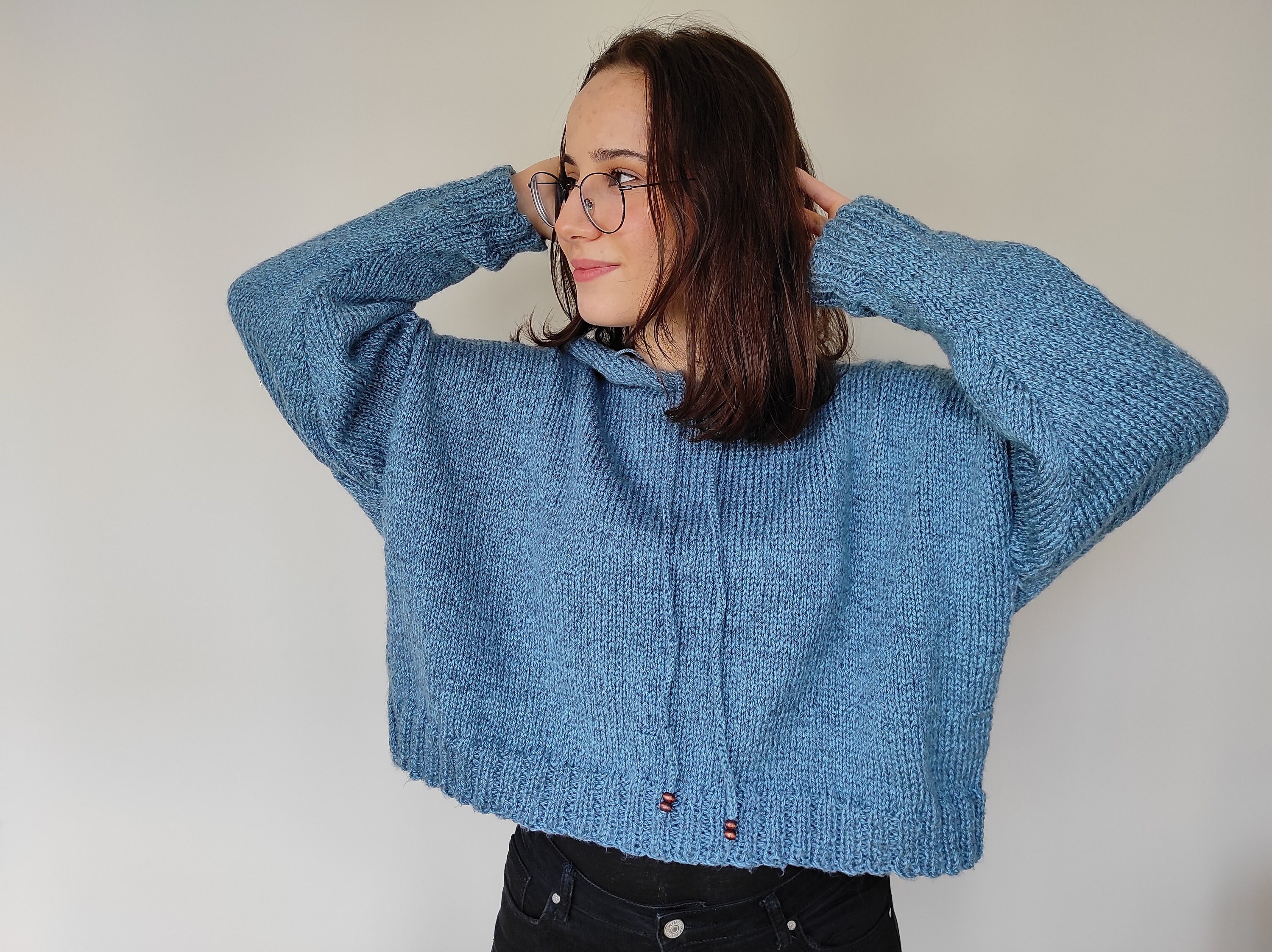 Buy Hand Knit Crop Sweater Jumper Oversized Hoodie Women
