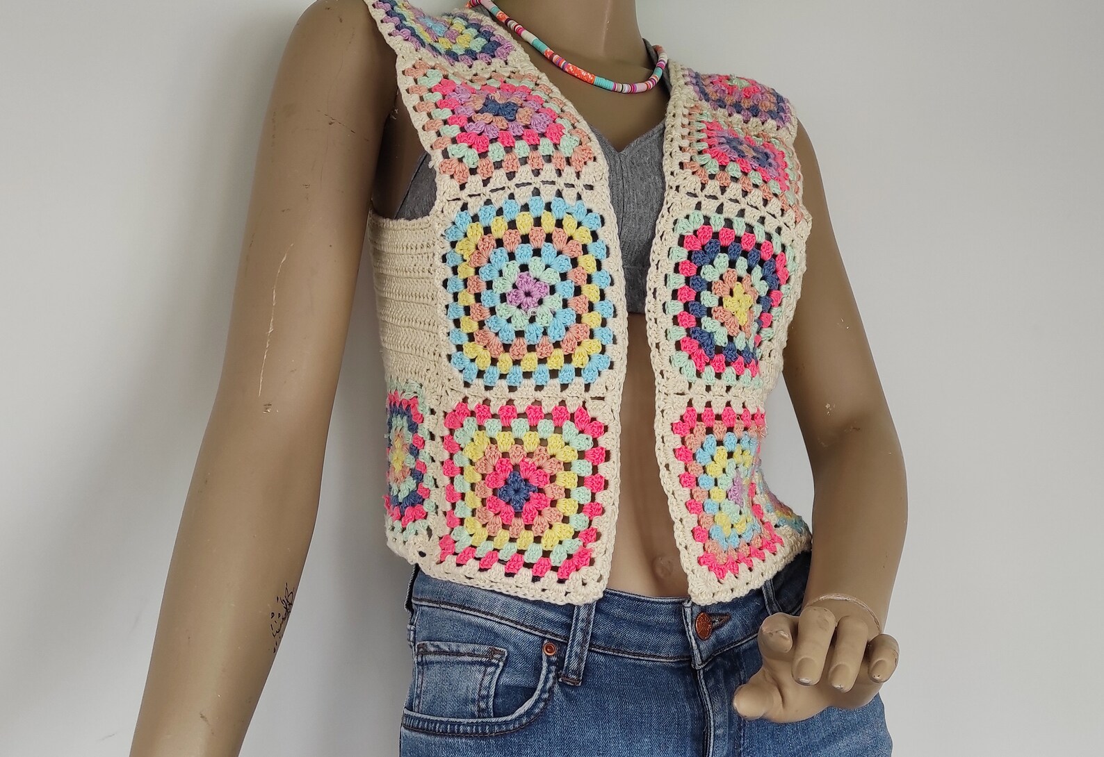 Granny Square Crochet Vest Women Knitwear Handmade to Order | Etsy