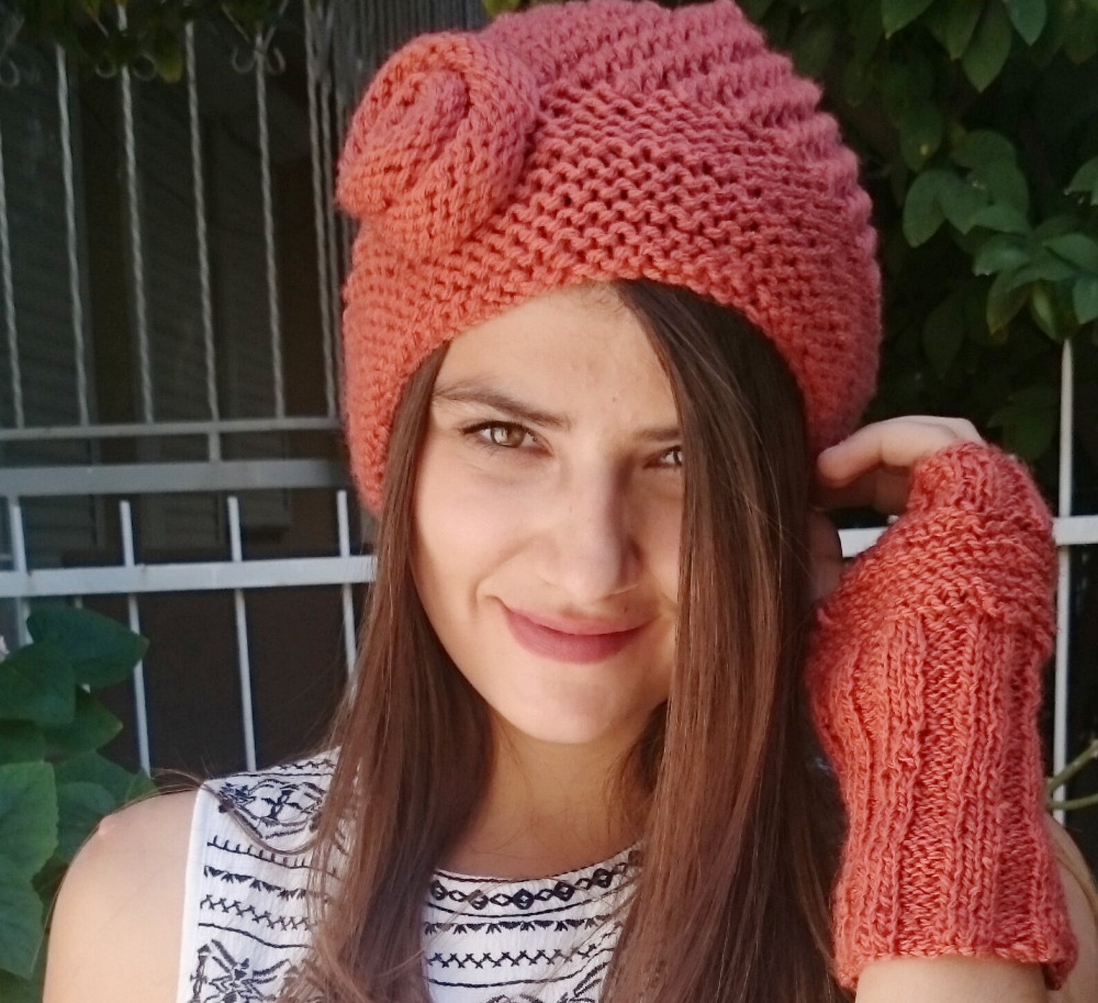 Women Hat and Gloves Set Knit Hat and Fingerless Gloves Wool Etsy