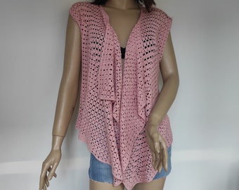 Granny Square Crochet Vest/Cover Up, Handmade Knitwear, Vest Cardigan, Layering Vest, Hide Belly Clothes