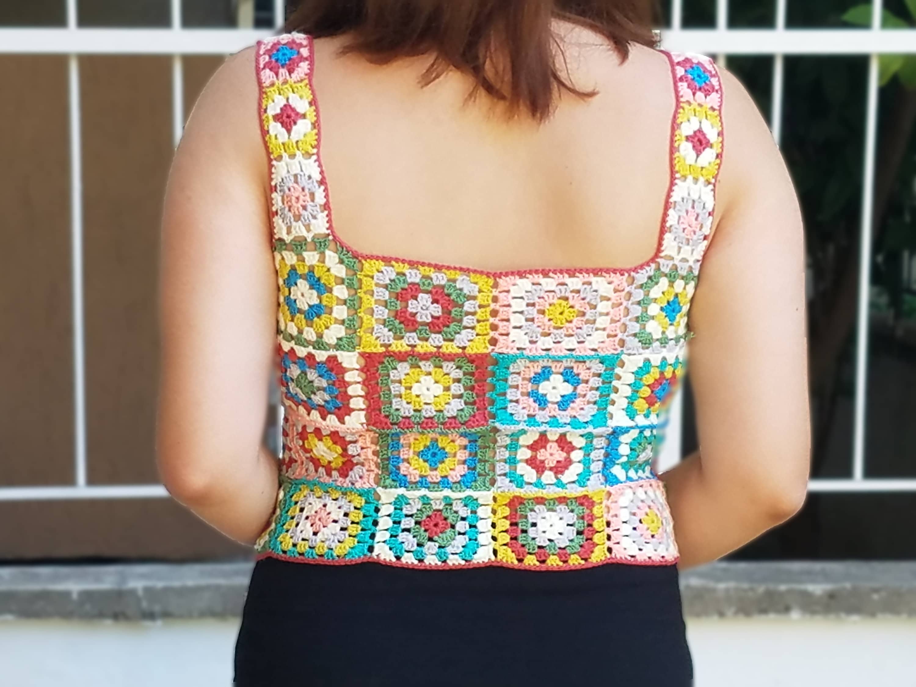 Pastel Colors Crochet Tank Top in Granny Square Pattern Etsy Australia