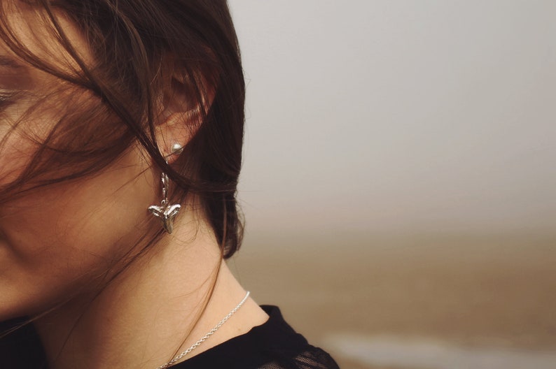 Sterling Silver Fish Hook Hoop Earrings