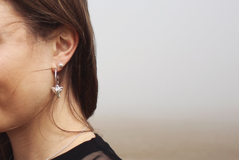Sterling Silver Fish Hook Hoop Earrings