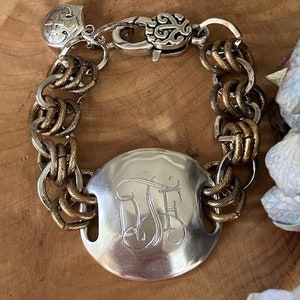 Bracelet, Bold, Hammered, Silver, Two Tone ,chunky, Personalized ...