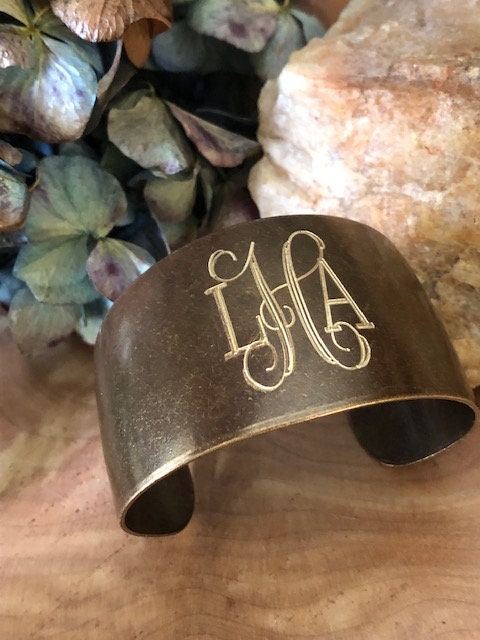 Balmain engraved-monogram Cuff Bracelet