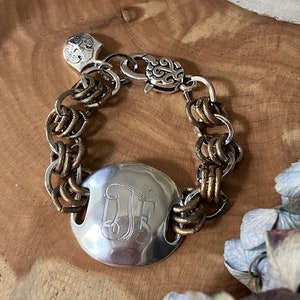 Bracelet, Bold, Hammered, Silver, Two Tone ,chunky, Personalized ...
