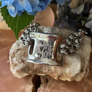 Bracelet, Cuff, Chunky, Silver, Initials, Personalized (Lg Silver Cuff Bracelet)