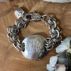 Bracelet, Bold, Hammered, Silver, Two Tone ,chunky, Personalized ...