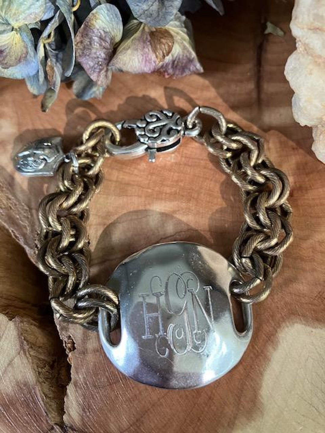 Bracelet, Bold, Hammered, Silver, Two Tone ,chunky, Personalized ...