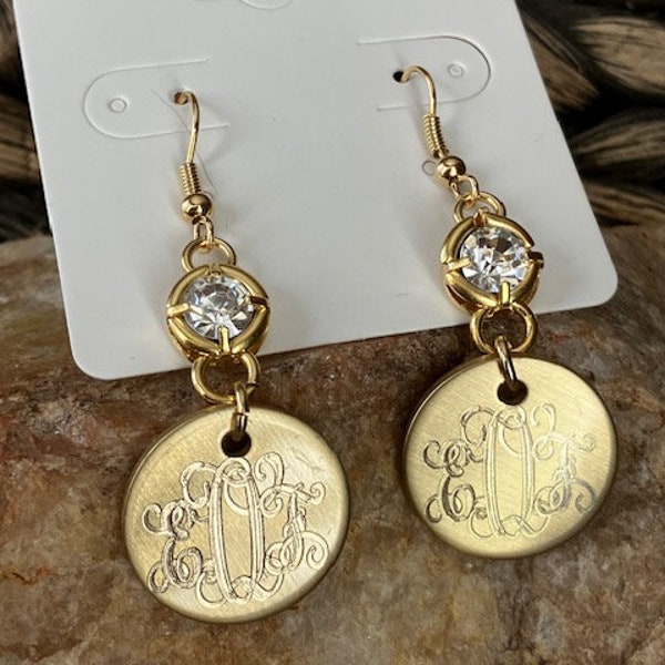 Earrings, Rhinestone, Silver, Gold, Personalized (The Queen's Earrings)