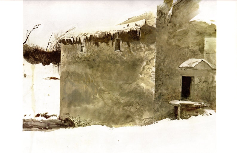 Wyeth Art Andrew Wyeth print Wyeth Art approx 13 X 17 tall. American Artist Pigeons from Andrew Wyeth New England Painting