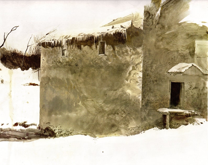 Wyeth Art Andrew Wyeth print Wyeth Art approx 13 X 17 tall. American Artist Pigeons from Andrew Wyeth New England Painting