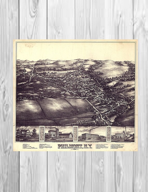 Philmont NY Panoramic map vintage map vintage map art Etsy