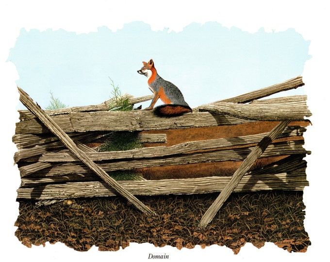 Domain, a Painting of a Fox on a Fence. From the Book Bob Timberlake Somewhere in Time Etsy